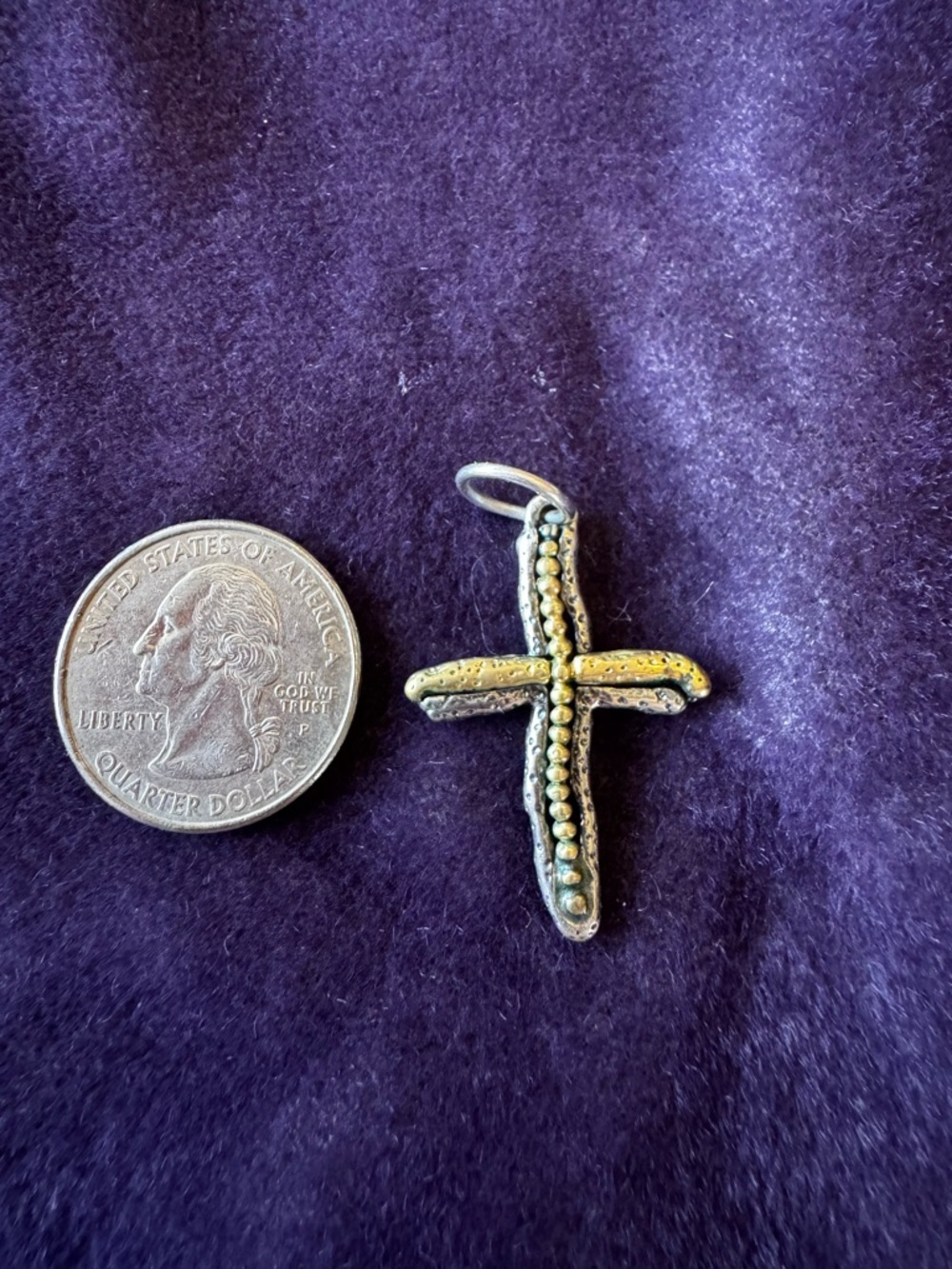 Grace & Heart Silver-Tone and brass Beaded Cross Pendant